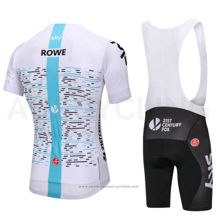 2018 Maillot Cyclisme Sky Blanc et Bleu Manches Courtes et Cuissard